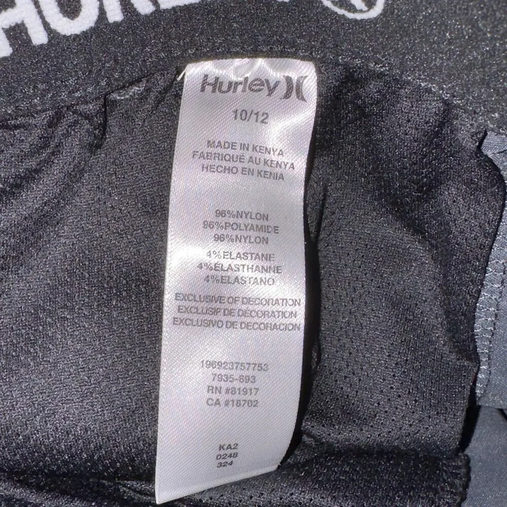 Hurley Black Jogger Pants Elastic Waist Drawstring Cuffed Kids Size 10/12